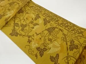 葡萄唐草に鳥模様織出し全通袋帯